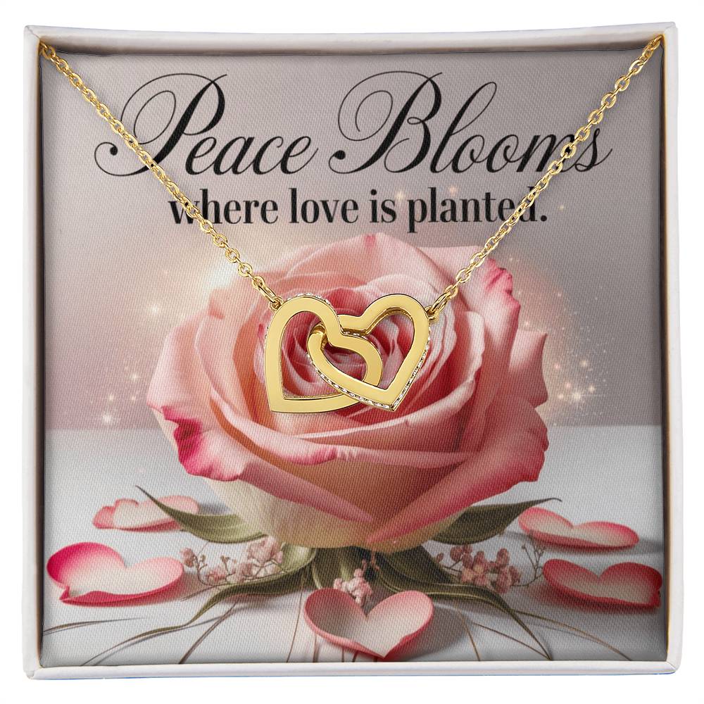 Peace Blooms Where Love Is Planted: Interlocking Hearts Necklace - Mental Health Gift, Self-Love, Anxiety, PTSD Support
