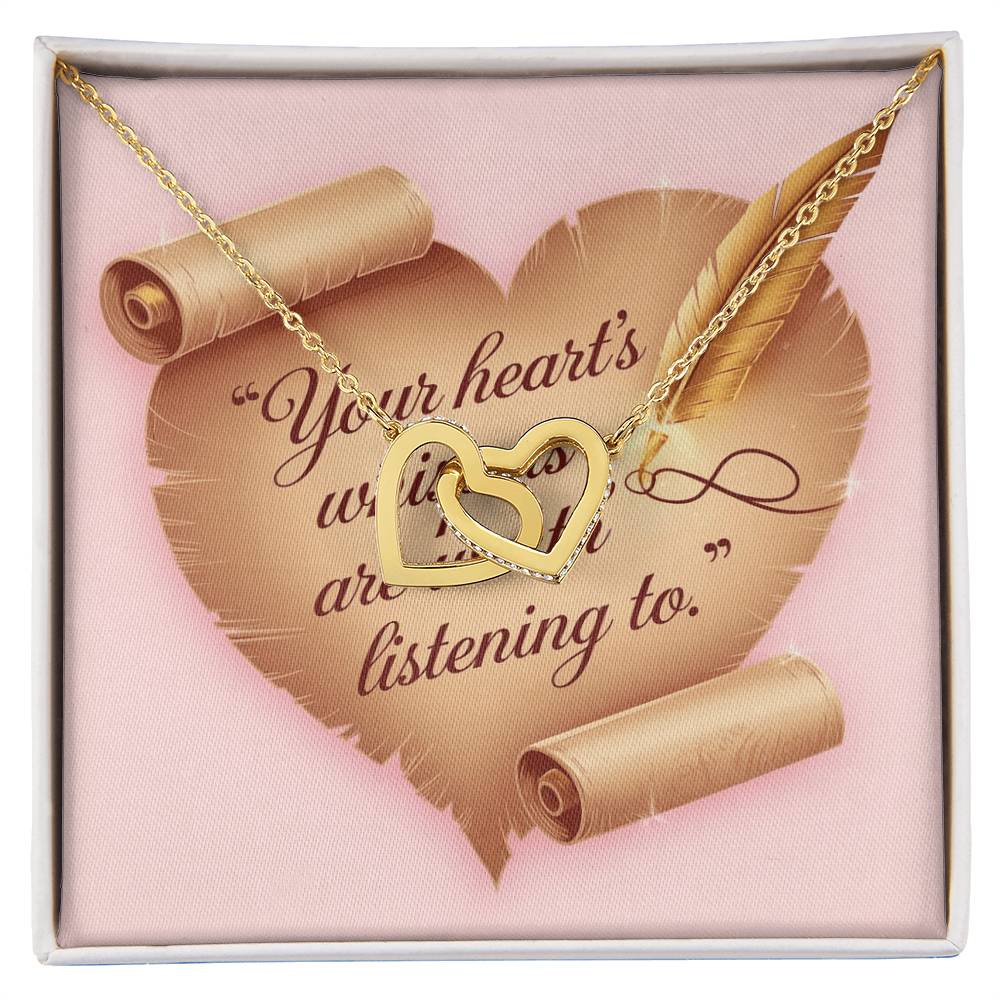 Your Heart's Whispers Are Worth Listening To: Interlocking Hearts Necklace - Mental Health Gift, Self-Love, Anxiety, PTSD Support