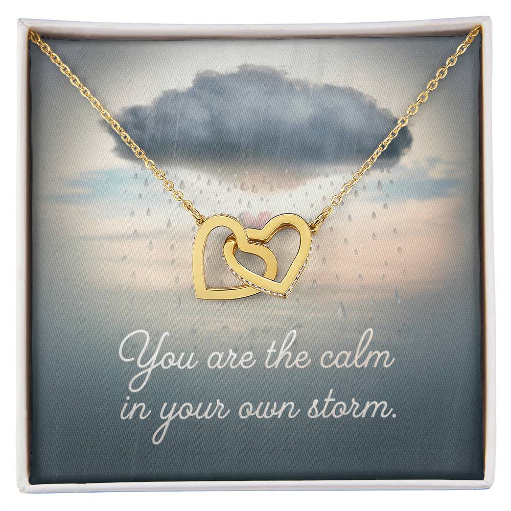 You Are The Calm In Your Own Storm: Interlocking Hearts Necklace - Mental Health Gift, Self-Love, Anxiety, PTSD Support