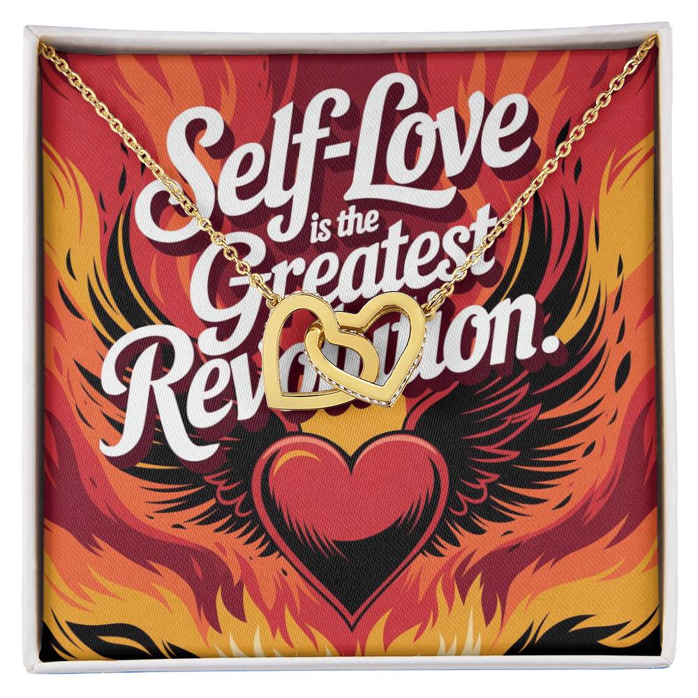 Self-Love Is The Greatest Revolution: Interlocking Hearts Necklace - Mental Health Gift, Self-Love, Anxiety, PTSD Support