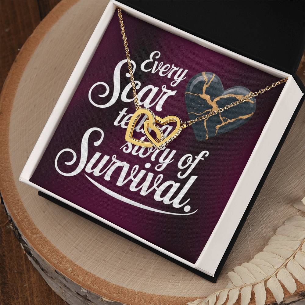 Every Scar Tells A Story: Interlocking Hearts Necklace - Mental Health Gift, Self-Love, Anxiety, PTSD Support