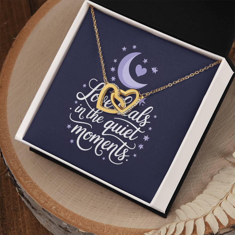 Love Heals In The Quiet Moments: Interlocking Hearts Necklace - Mental Health Gift, Self-Love, Anxiety, PTSD Support