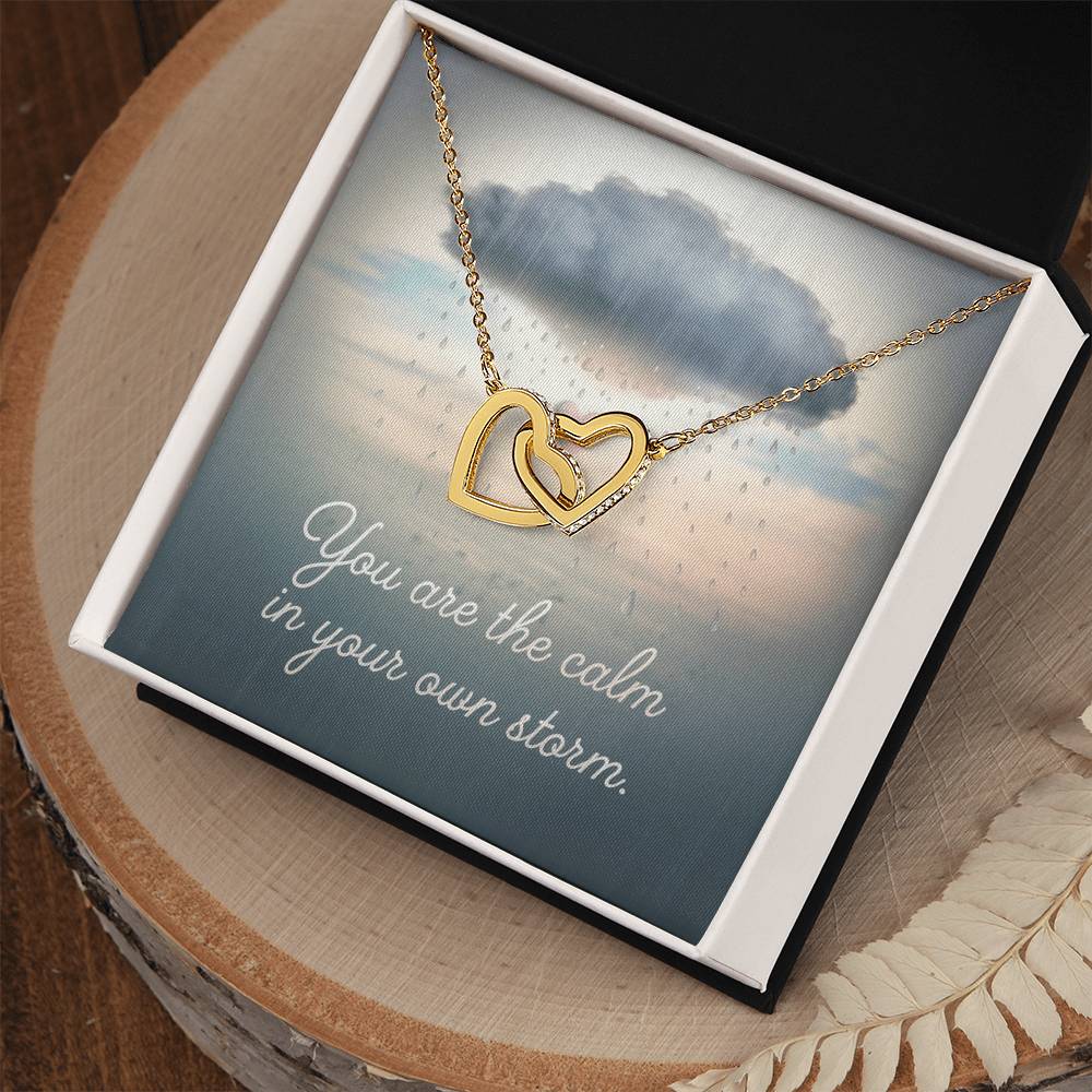 You Are The Calm In Your Own Storm: Interlocking Hearts Necklace - Mental Health Gift, Self-Love, Anxiety, PTSD Support