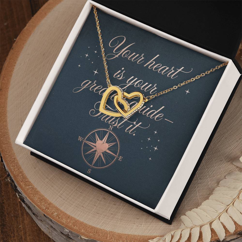 Your Heart Is Your Greatest Guide - Trust It: Interlocking Hearts Necklace - Mental Health Gift, Self-Love, Anxiety, PTSD Support