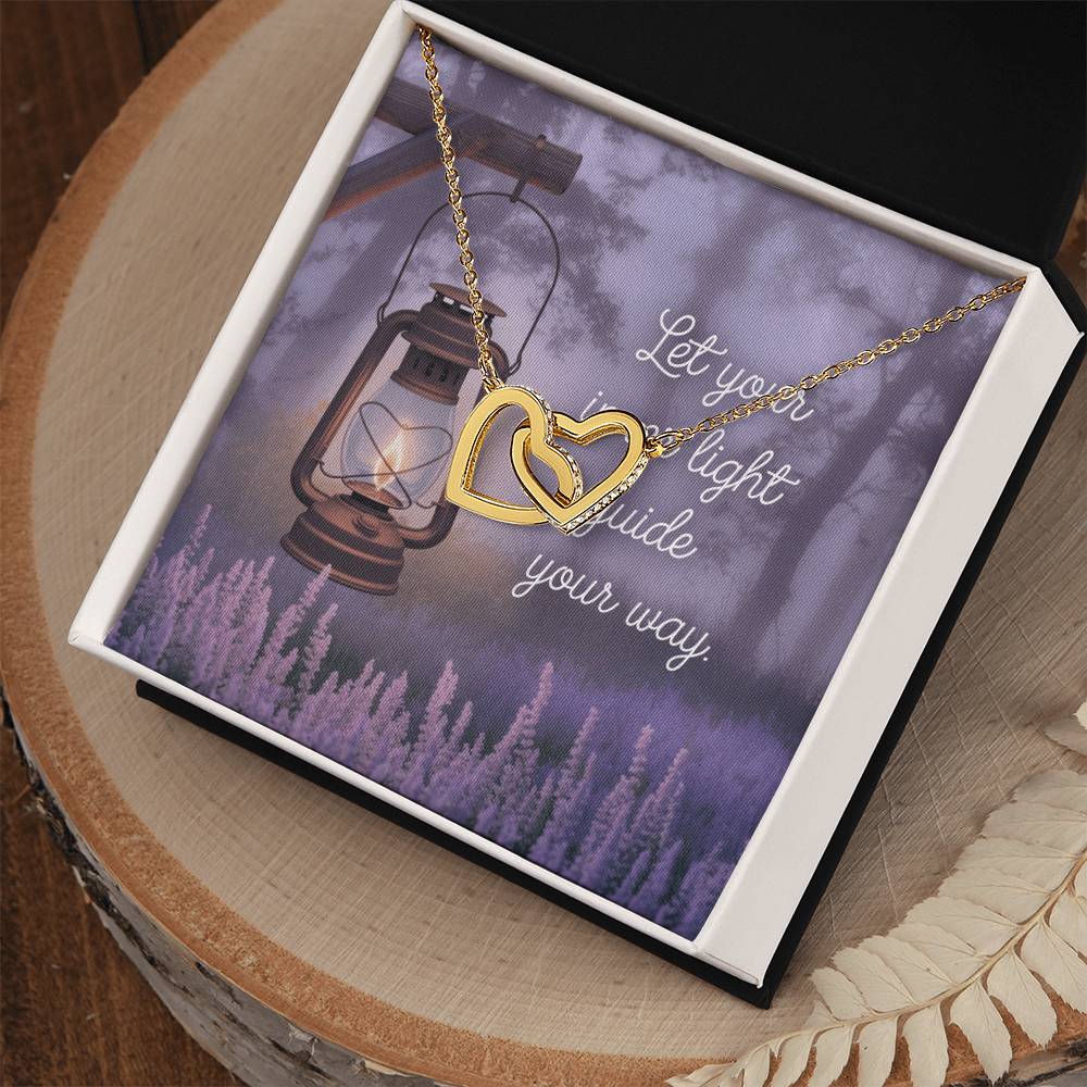 Let Your Light Show You the Way - Interlocking Hearts Necklace uplifting gift for self-discovery & hope
