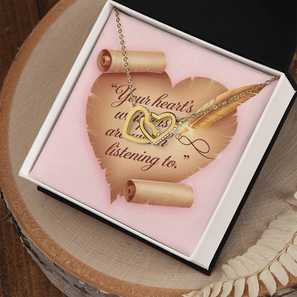 Your Heart's Whispers Are Worth Listening To: Interlocking Hearts Necklace - Mental Health Gift, Self-Love, Anxiety, PTSD Support
