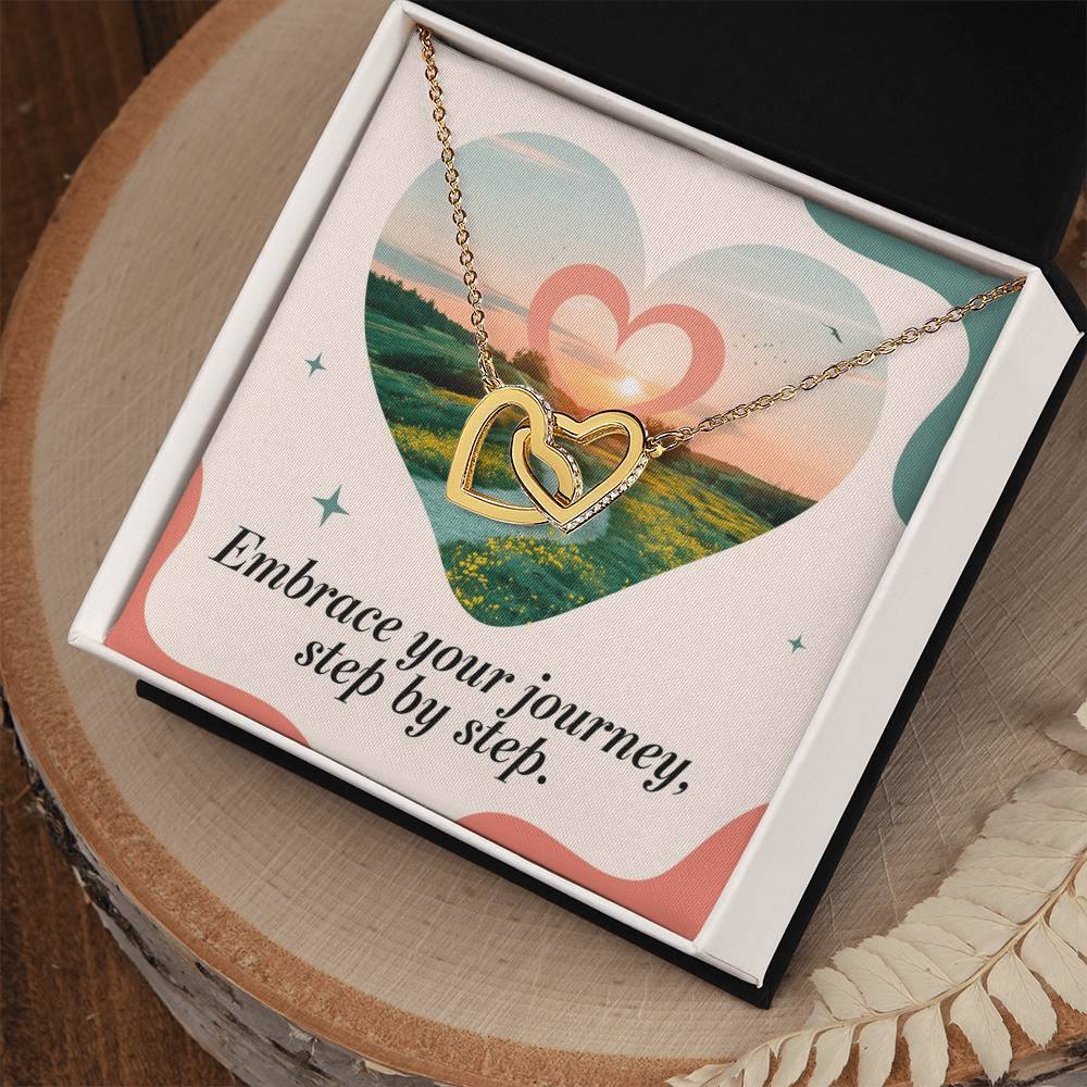 Embrace Your Journey, Step By Step: Interlocking Hearts Necklace - Mental Health Gift, Self-Love, Anxiety, PTSD Support