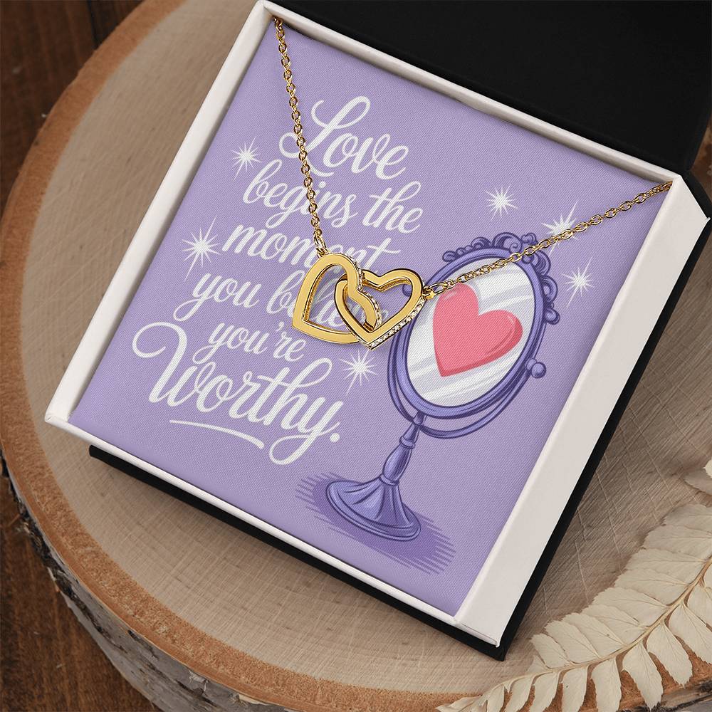 Love Starts When You Know You’re Enough - Interlocking Hearts Necklace confidence-boosting gift