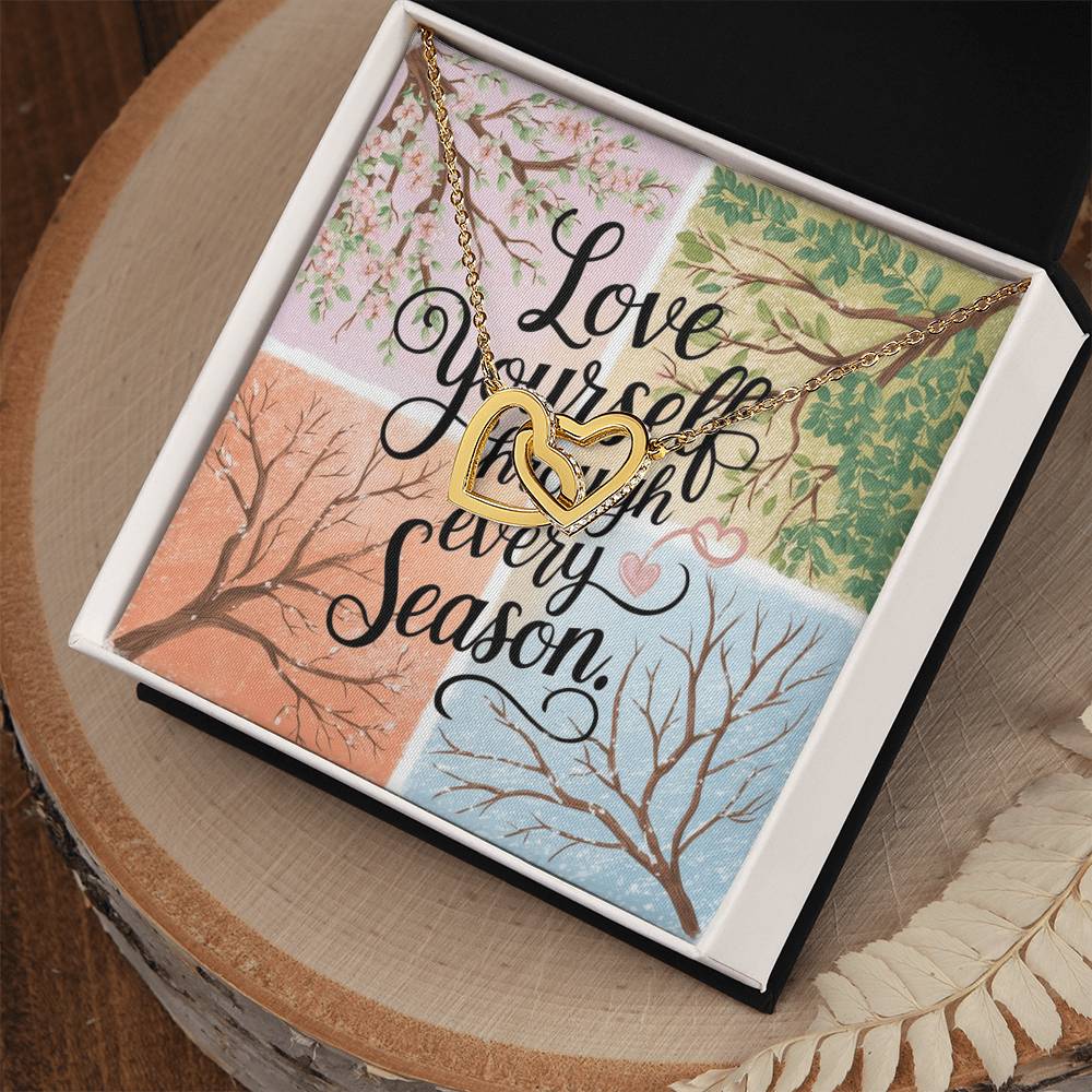 Love Yourself Through Every Season - Interlocking Hearts Necklace year-round self-kindness gift