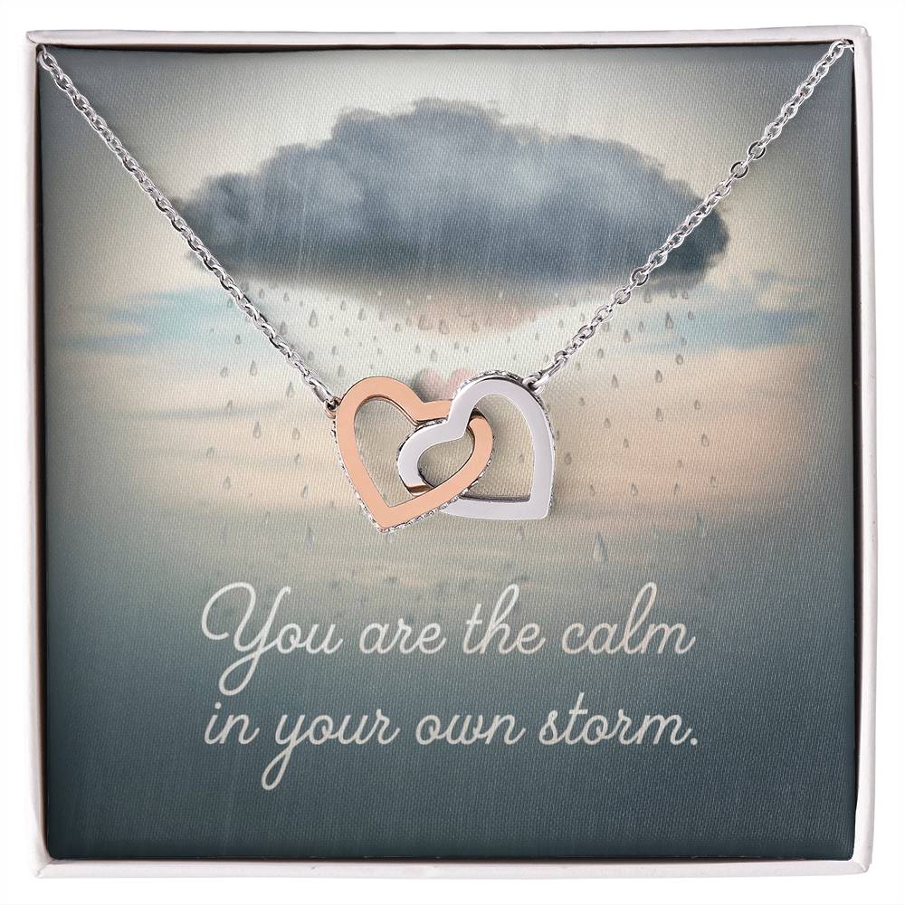You Are The Calm In Your Own Storm: Interlocking Hearts Necklace - Mental Health Gift, Self-Love, Anxiety, PTSD Support