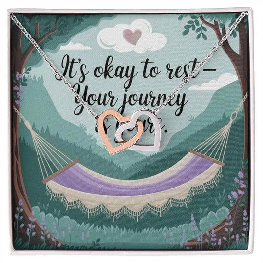 Shop our its okay to rest interlocking hearts necklace featuring the 14k White Gold Finish style option from MySisterIsASurvivor.