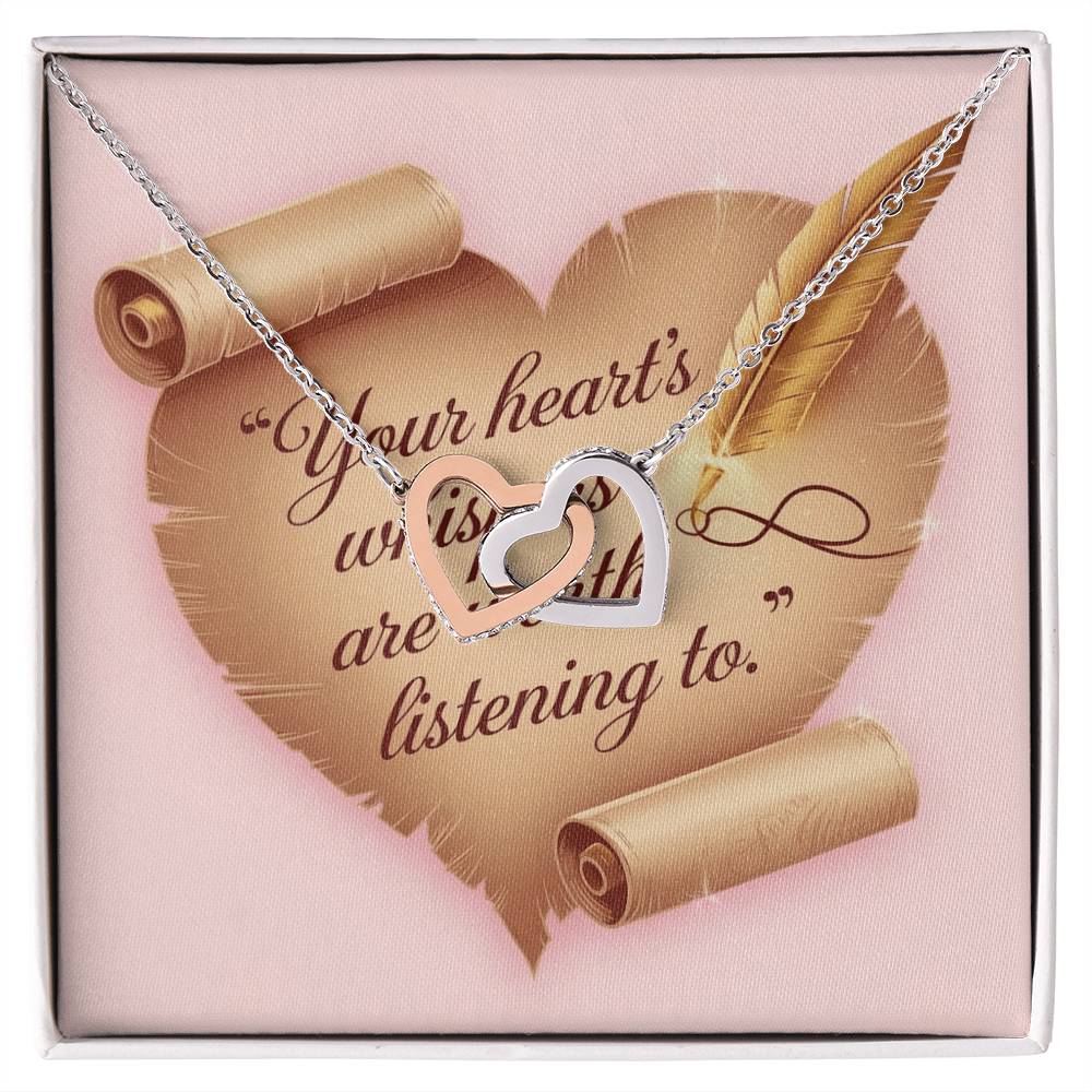 Your Heart's Whispers Are Worth Listening To: Interlocking Hearts Necklace - Mental Health Gift, Self-Love, Anxiety, PTSD Support