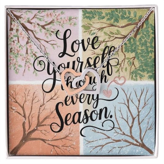 Shop our love yourself through interlocking hearts necklace featuring the 14k White Gold Finish style option from MySisterIsASurvivor.