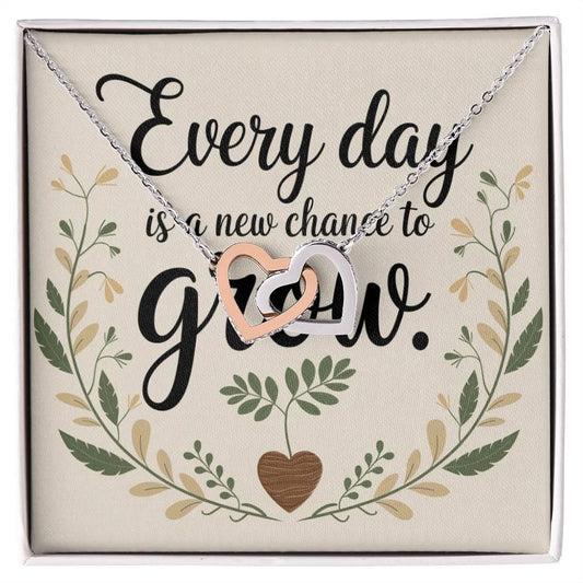 Every Day Brings New Light - Interlocking Hearts Necklace meaningful jewelry for hope, joy, and renewal