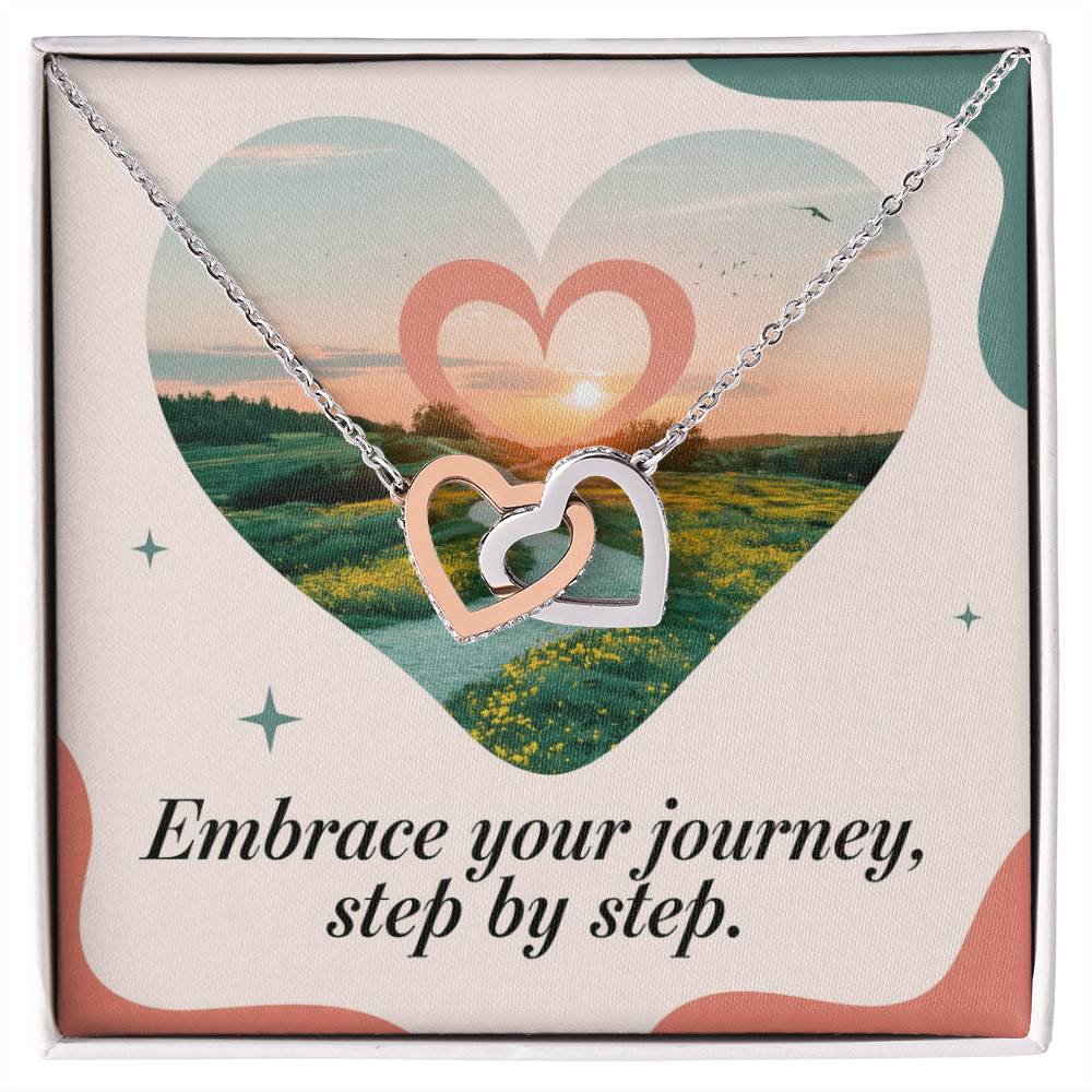 Embrace Your Journey, Step By Step: Interlocking Hearts Necklace - Mental Health Gift, Self-Love, Anxiety, PTSD Support