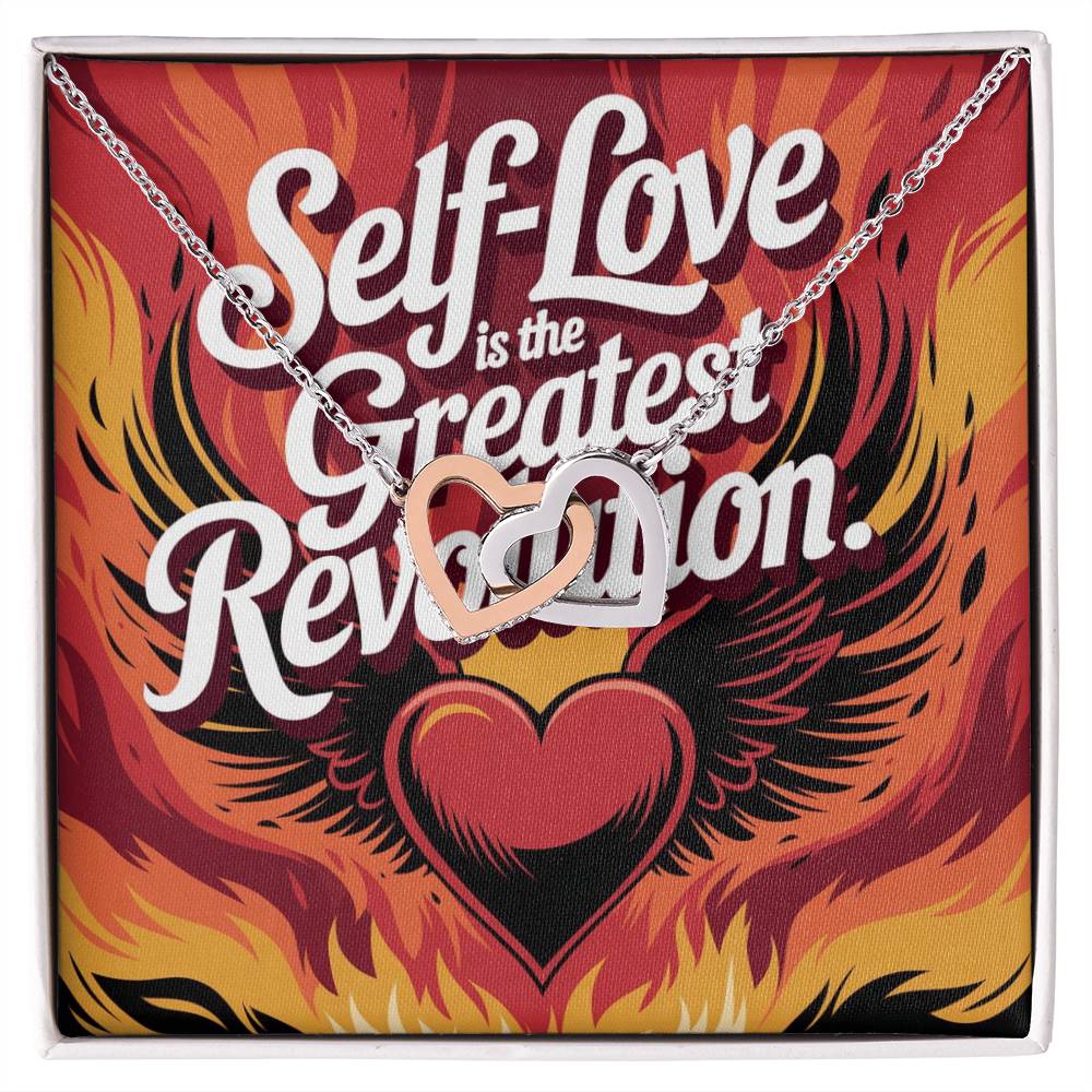 Self-Love Is The Greatest Revolution: Interlocking Hearts Necklace - Mental Health Gift, Self-Love, Anxiety, PTSD Support