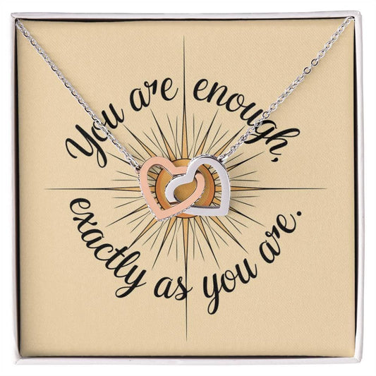 Shop our you are enough interlocking hearts necklace featuring the 14k White Gold Finish style option from MySisterIsASurvivor.