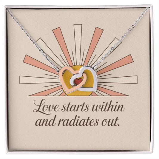 Love Starts Within and Radiates Out - Interlocking Hearts Necklace inspirational self-love jewelry