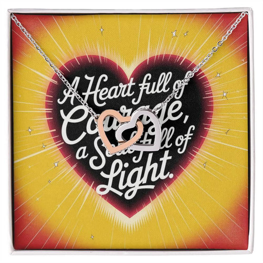 A Heart Full of Courage, Soul Full of Light - Interlocking Hearts Necklace Gift - MySisterIsASurvivor