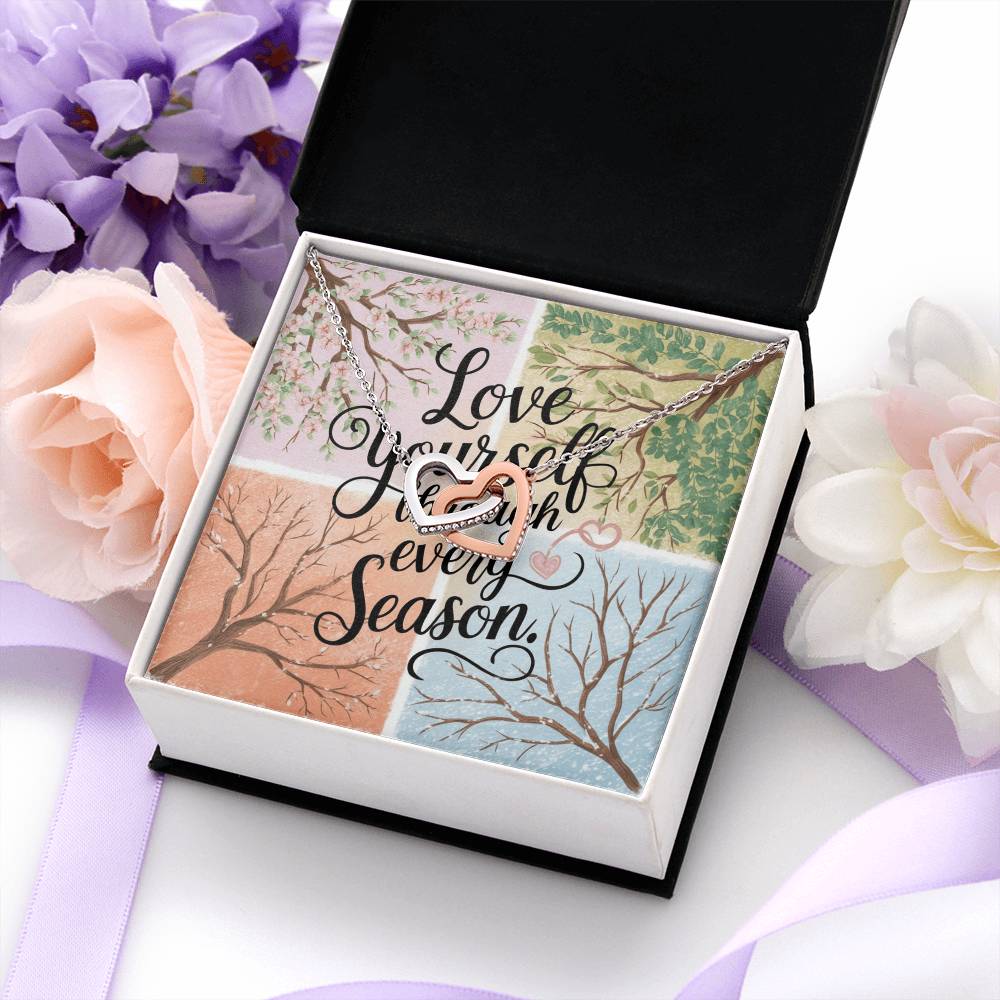Love Yourself Through Every Season - Interlocking Hearts Necklace year-round self-kindness gift
