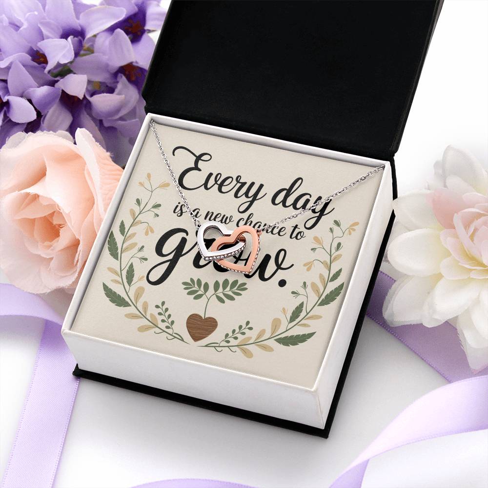 Every Day Brings New Light - Interlocking Hearts Necklace meaningful jewelry for hope, joy, and renewal