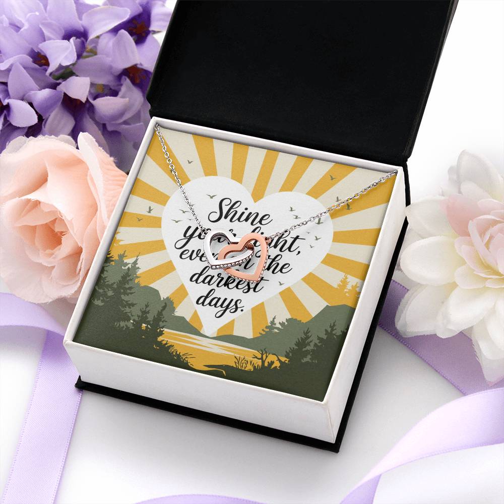 Shine Your Light Even on Dark Days - Interlocking Hearts Necklace inspirational jewelry of hope