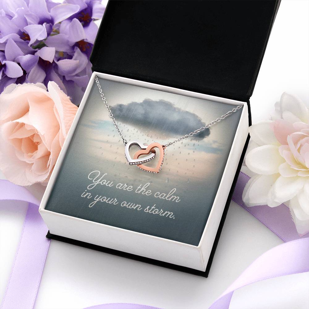 You Are The Calm In Your Own Storm: Interlocking Hearts Necklace - Mental Health Gift, Self-Love, Anxiety, PTSD Support