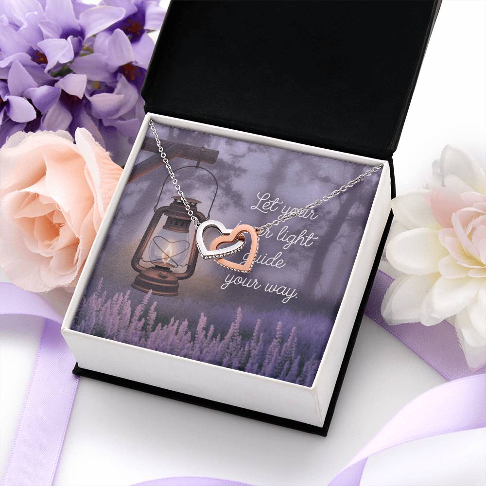 Let Your Light Show You the Way - Interlocking Hearts Necklace uplifting gift for self-discovery & hope