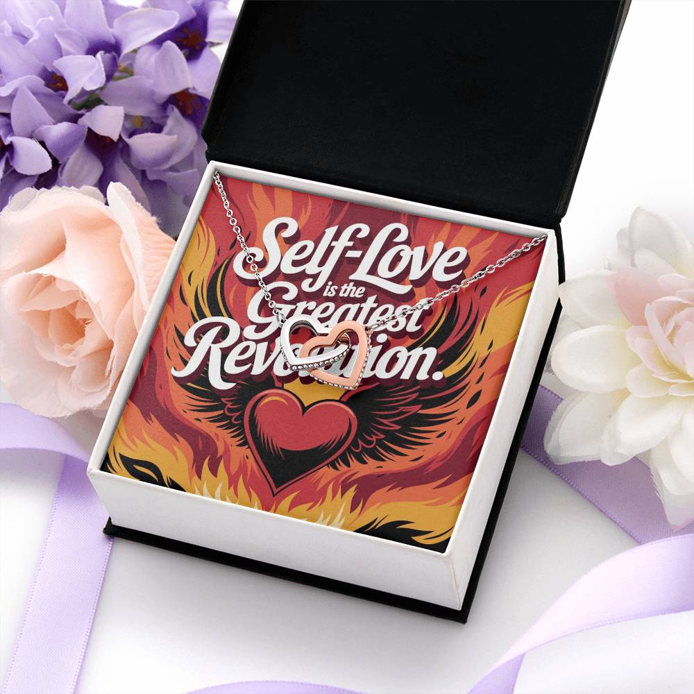Self-Love Is The Greatest Revolution: Interlocking Hearts Necklace - Mental Health Gift, Self-Love, Anxiety, PTSD Support