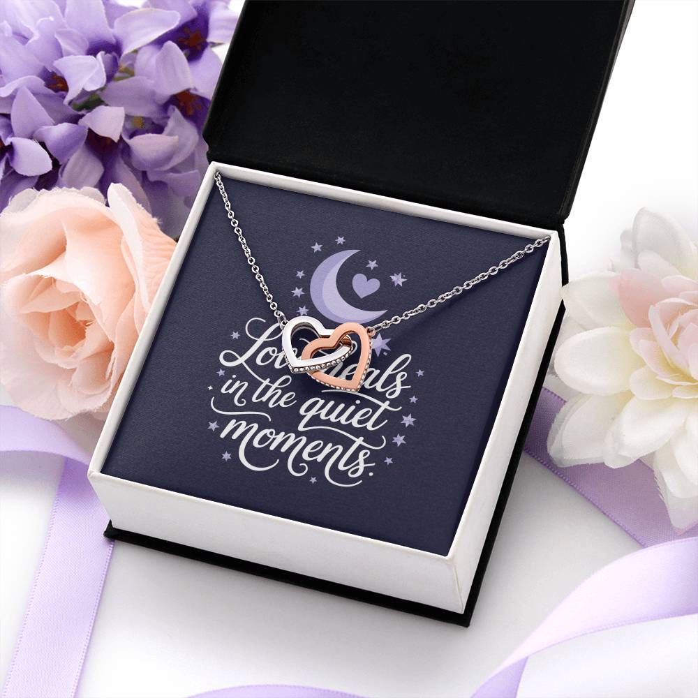 Love Heals In The Quiet Moments: Interlocking Hearts Necklace - Mental Health Gift, Self-Love, Anxiety, PTSD Support