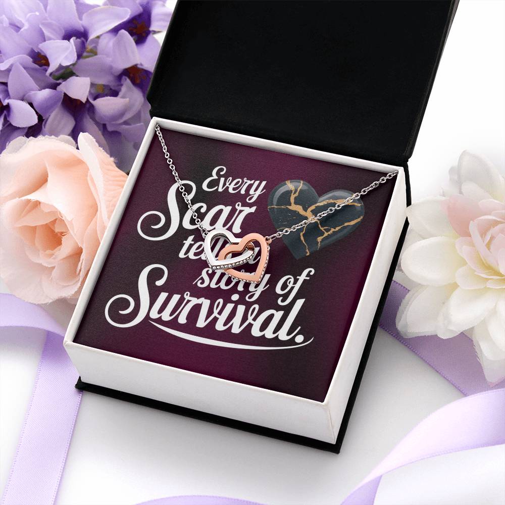 Every Scar Tells a Story of Strength - Interlocking Hearts Necklace inspirational gift for confidence