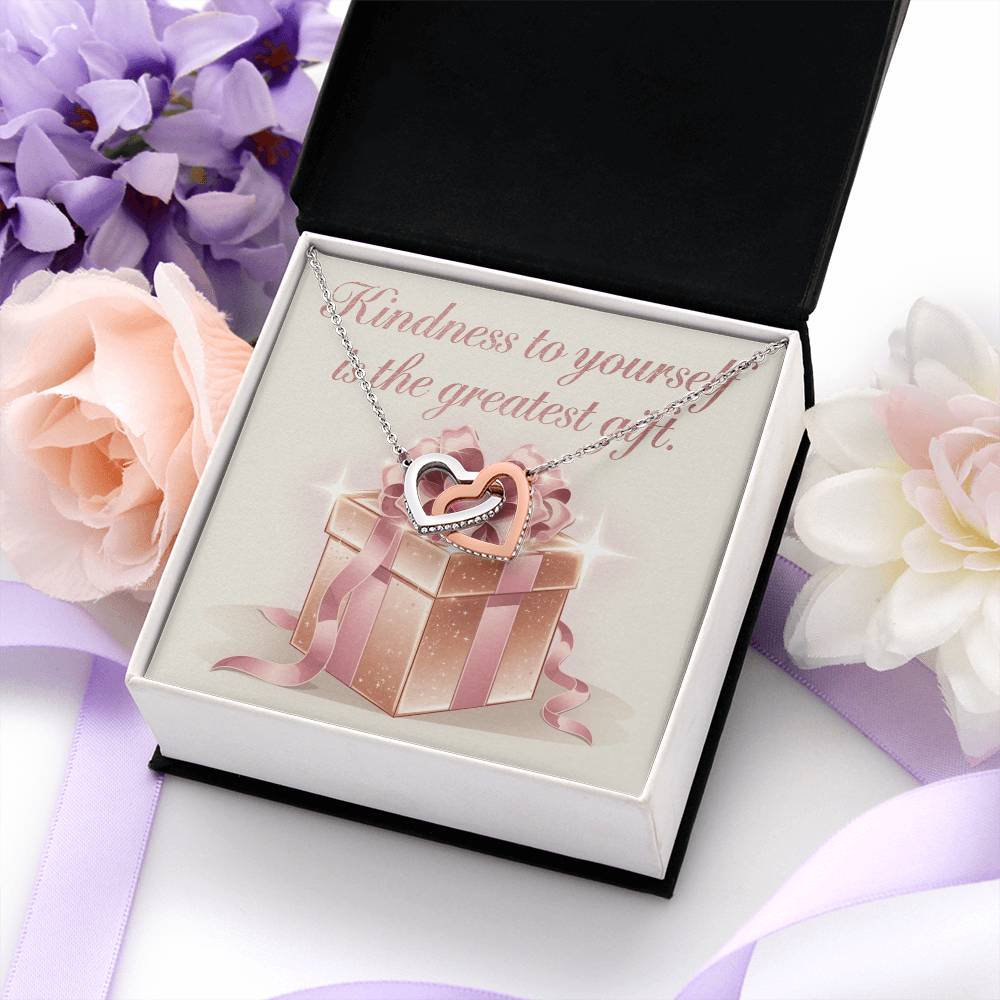 Kindness to Yourself is a True Gift - Interlocking Hearts Necklace thoughtful jewelry for inner love