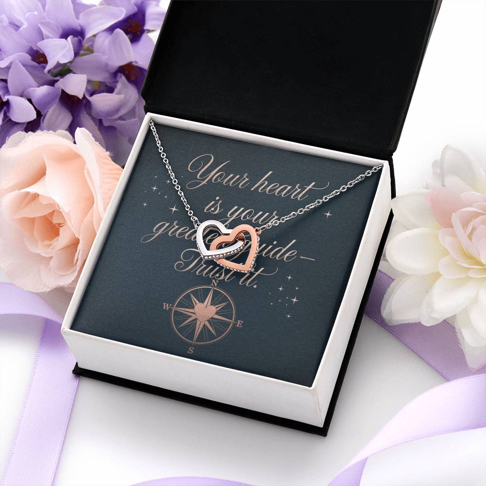 Your Heart Is Your Greatest Guide - Trust It: Interlocking Hearts Necklace - Mental Health Gift, Self-Love, Anxiety, PTSD Support