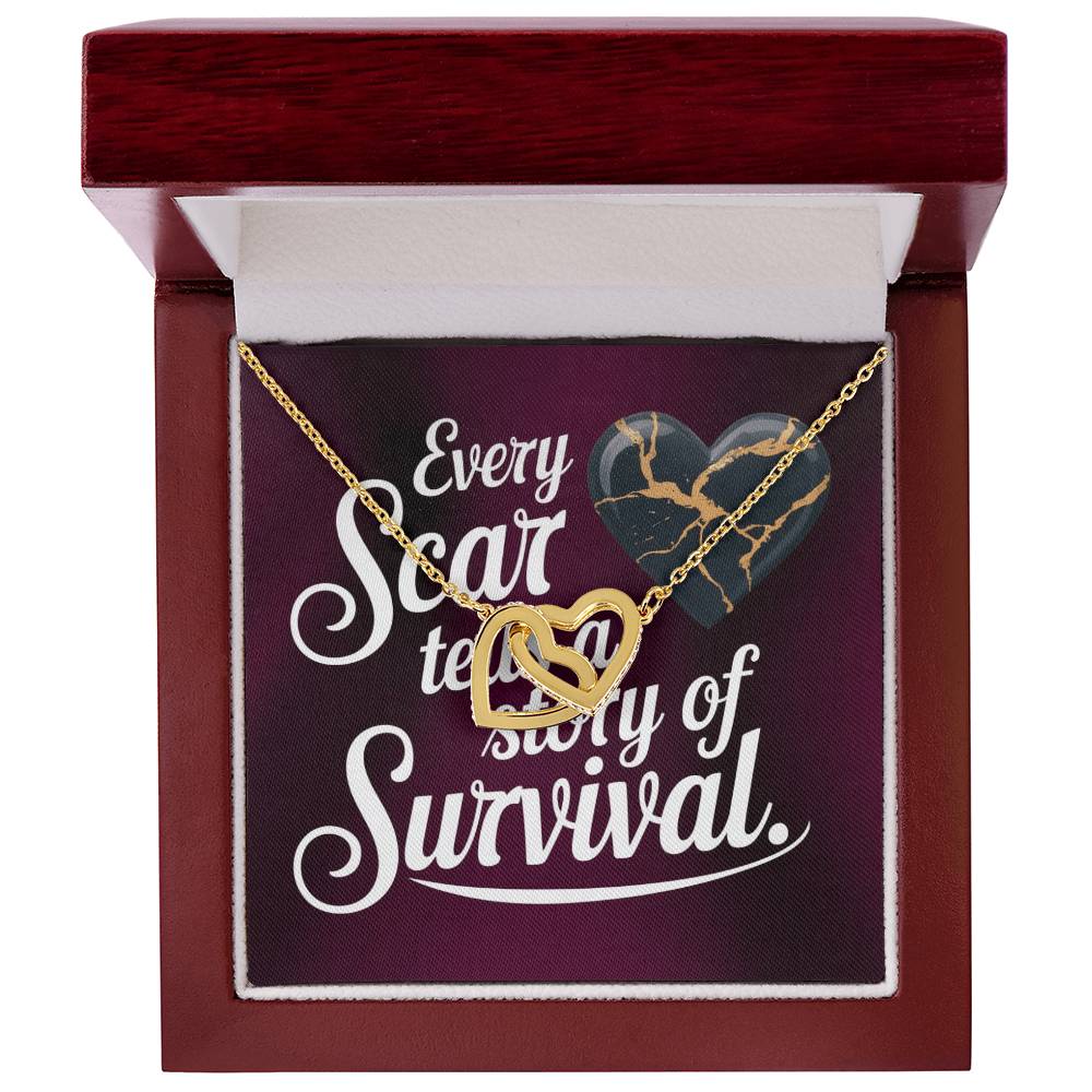 Every Scar Tells A Story: Interlocking Hearts Necklace - Mental Health Gift, Self-Love, Anxiety, PTSD Support