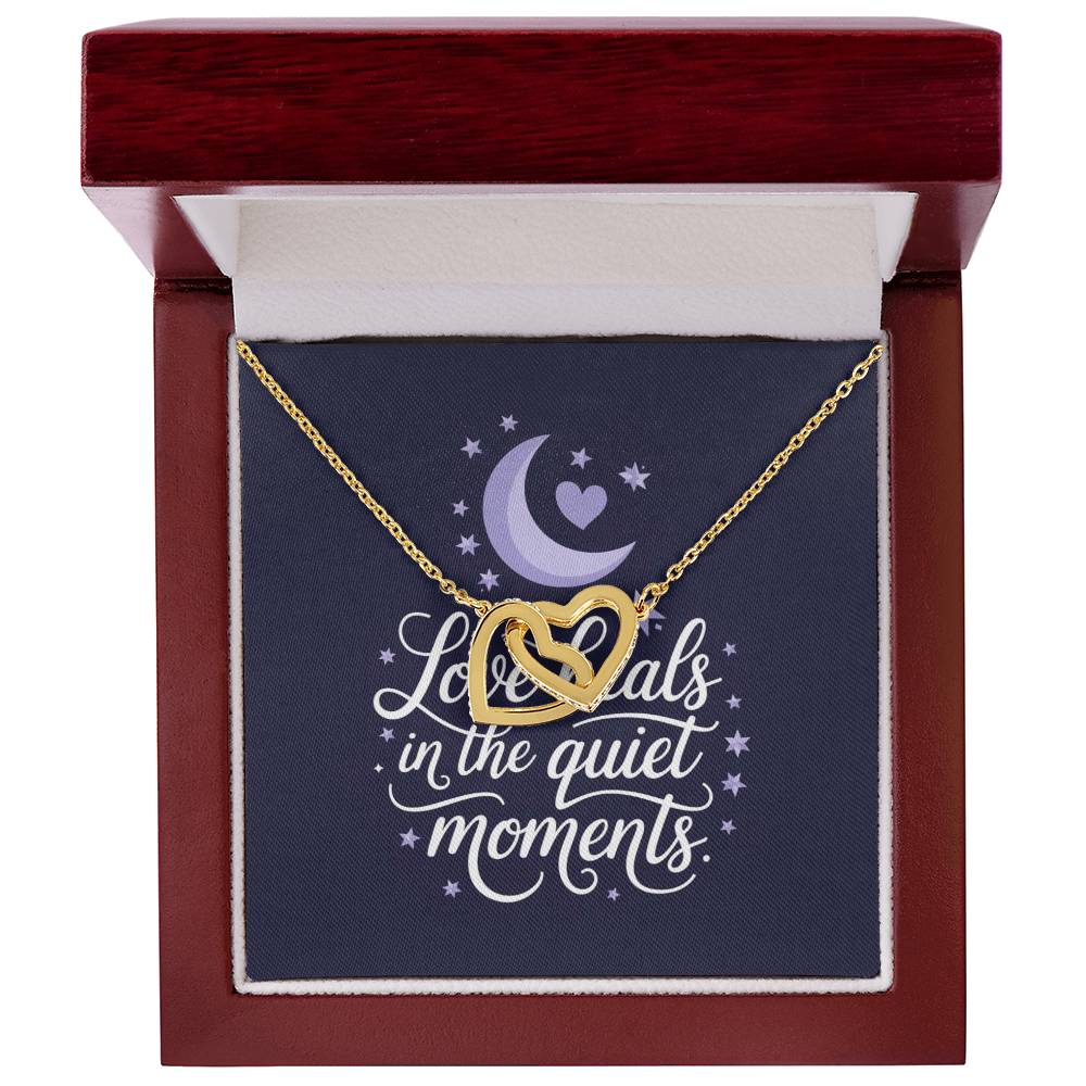 Love Heals In The Quiet Moments: Interlocking Hearts Necklace - Mental Health Gift, Self-Love, Anxiety, PTSD Support