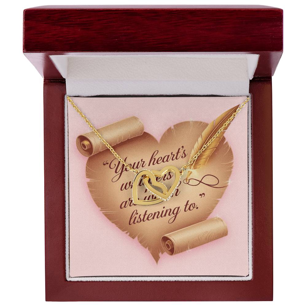 Your Heart's Whispers Are Worth Listening To: Interlocking Hearts Necklace - Mental Health Gift, Self-Love, Anxiety, PTSD Support