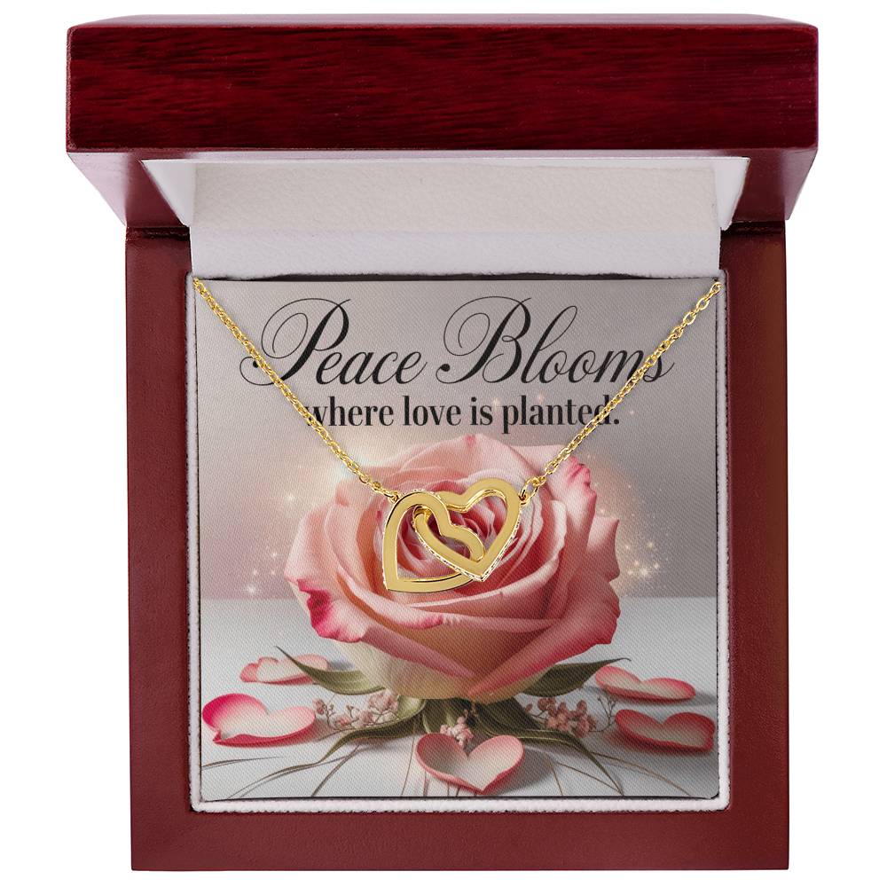 Peace Blooms Where Love Is Planted: Interlocking Hearts Necklace - Mental Health Gift, Self-Love, Anxiety, PTSD Support