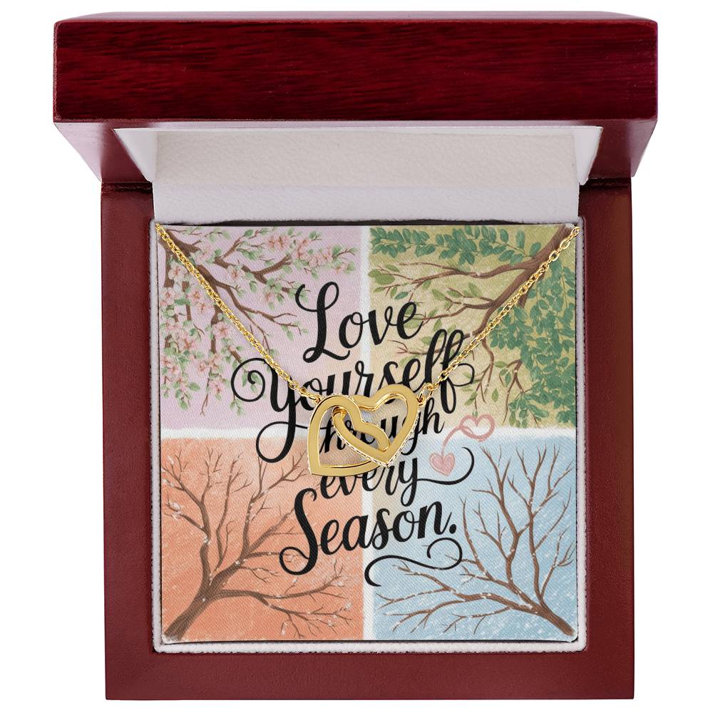 Love Yourself Through Every Season - Interlocking Hearts Necklace year-round self-kindness gift