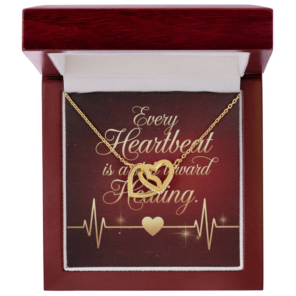 Every Heartbeat Is A Step Towards Healing: Interlocking Hearts Necklace - Mental Health Gift, Self-Love, Anxiety, PTSD Support