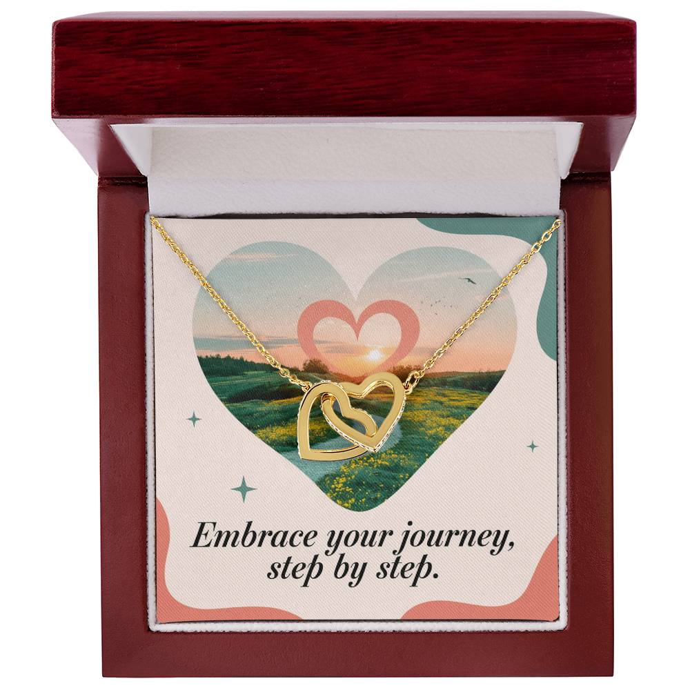 Embrace Your Journey, Step By Step: Interlocking Hearts Necklace - Mental Health Gift, Self-Love, Anxiety, PTSD Support