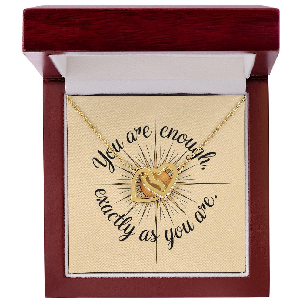You Are Enough, Exactly As You Are: Interlocking Hearts Necklace - Mental Health Gift, Self-Love, Anxiety, PTSD Support