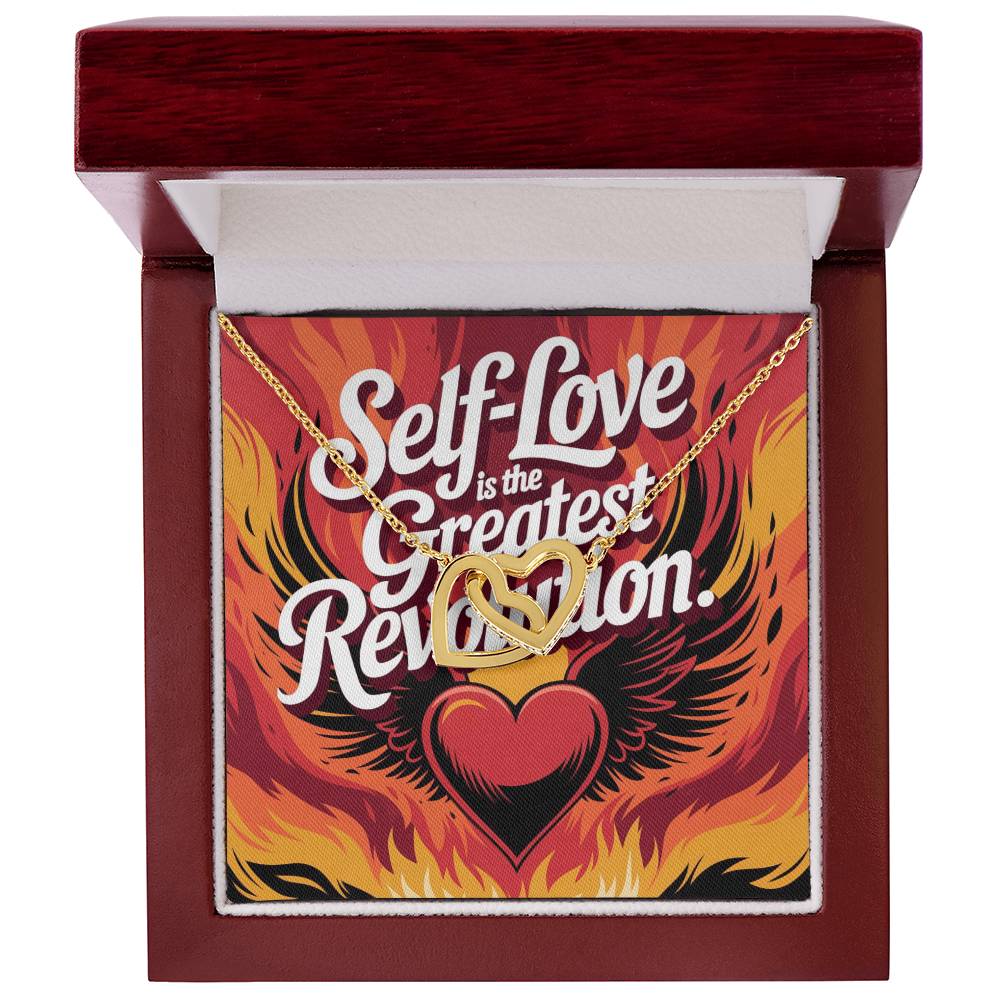 Self-Love Is The Greatest Revolution: Interlocking Hearts Necklace - Mental Health Gift, Self-Love, Anxiety, PTSD Support