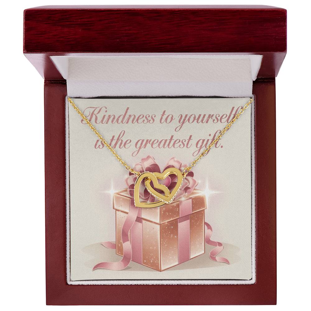 Kindness To Yourself Is The Greatest Gift: Interlocking Hearts Necklace - Mental Health Gift, Self-Love, Anxiety, PTSD Support