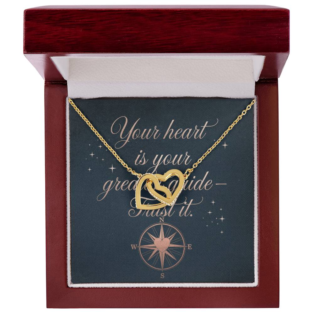 Your Heart Is Your Greatest Guide - Trust It: Interlocking Hearts Necklace - Mental Health Gift, Self-Love, Anxiety, PTSD Support