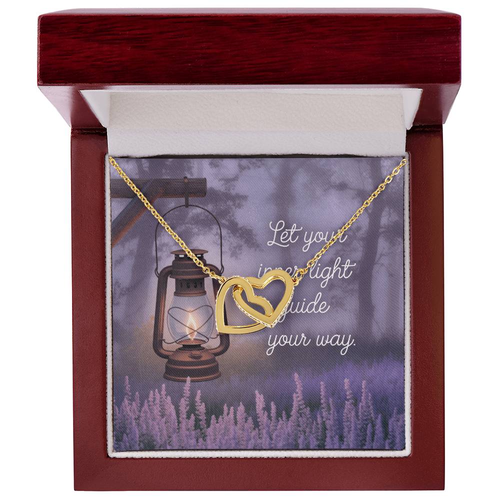 Let Your Light Show You the Way - Interlocking Hearts Necklace uplifting gift for self-discovery & hope
