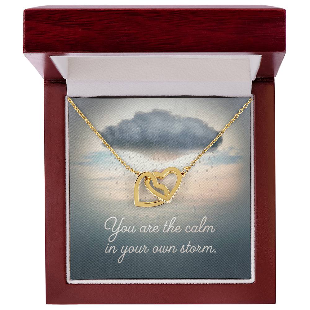 You Are The Calm In Your Own Storm: Interlocking Hearts Necklace - Mental Health Gift, Self-Love, Anxiety, PTSD Support