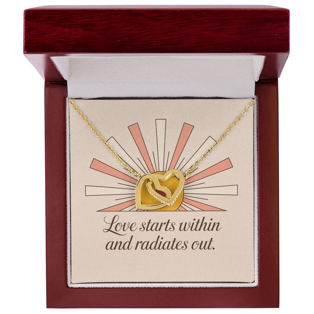 Love Starts Within and Radiates Out - Interlocking Hearts Necklace inspirational self-love jewelry