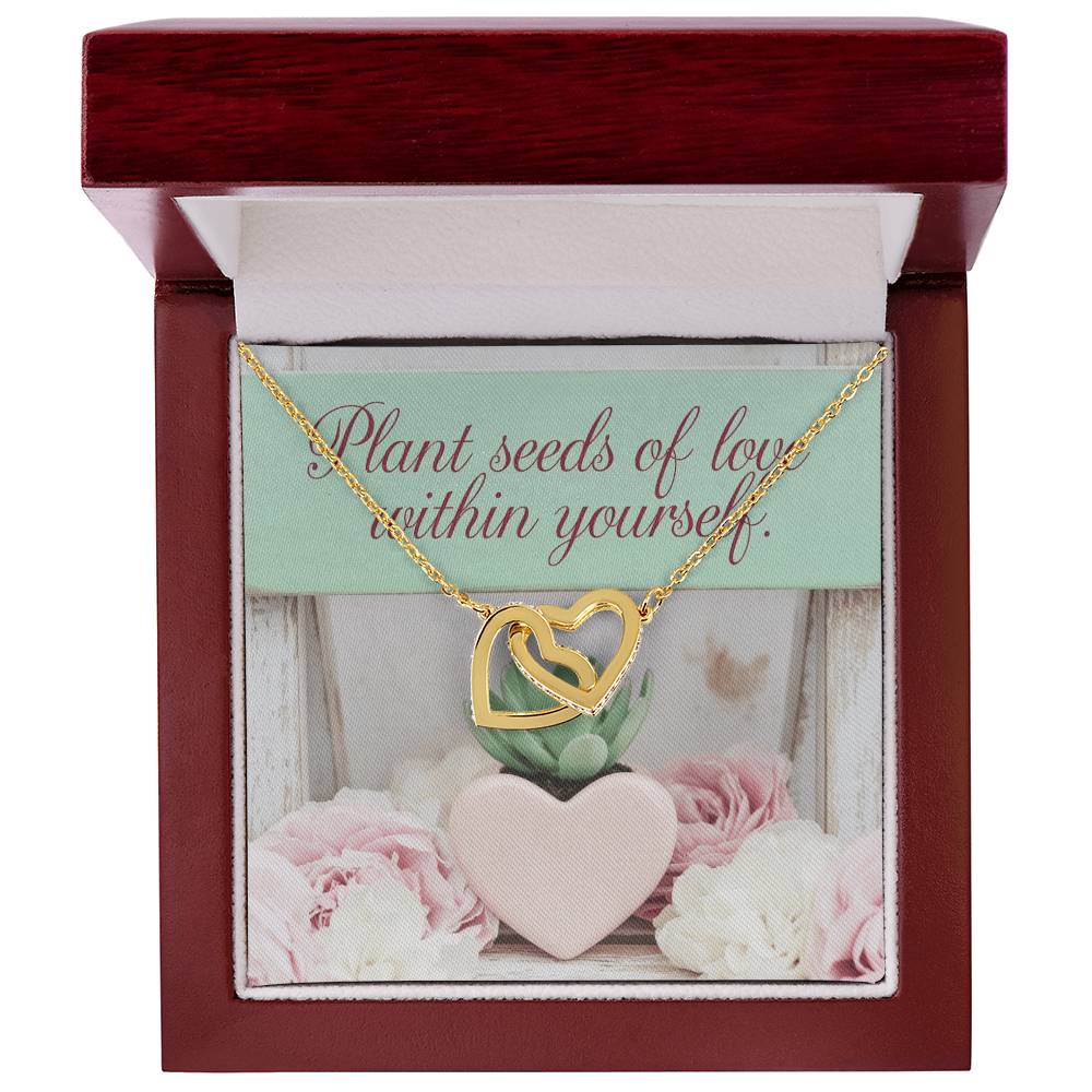 Plant Seeds Of Love Within Yourself: Interlocking Hearts Necklace - Mental Health Gift, Self-Love, Anxiety, PTSD Support