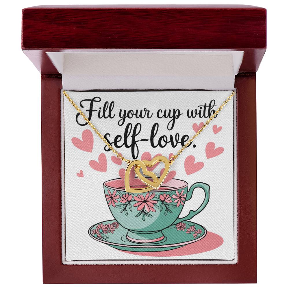 Fill Your Cup with Love - Interlocking Hearts Necklace self-care reminder jewelry for balance & positivity