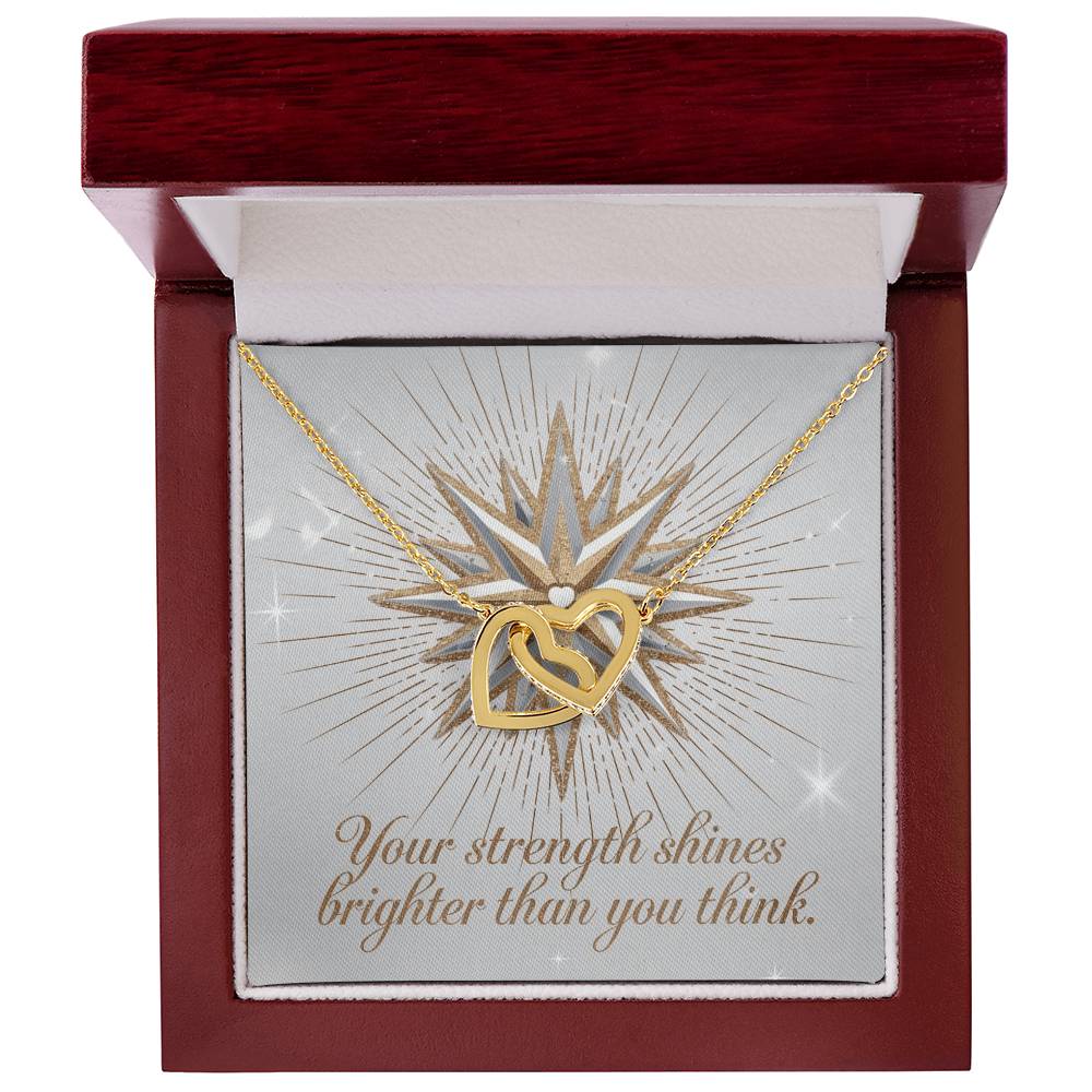 Your Strength Shines Brighter Than You Think: Interlocking Hearts Necklace - Mental Health Gift, Self-Love, Anxiety, PTSD Support